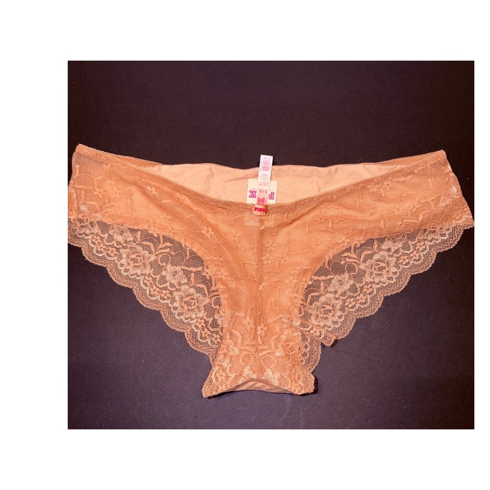 2 Victoria's Secret PINK Panty Zebra Lace Hipster Black Lace Boyshort L - Picture 4 of 4